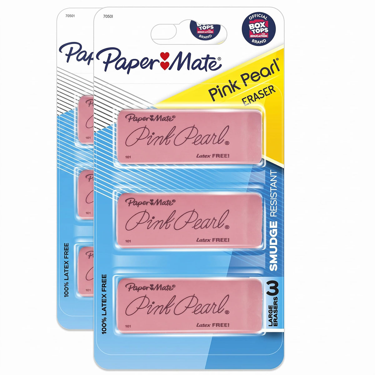 Paper Mate Pink Pearl Erasers, Large, 3 Count