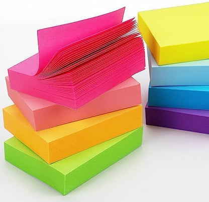 Sticky Notes 1.5x2 in, Bright Colors Self-Stick Pads 8 Pads, 100 Sheets/Pad