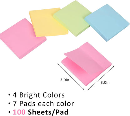 2800 Sheets Sticky Notes 3x3 in, 28 Pads, 100 Sheets/Pad, 4 Soft Colors