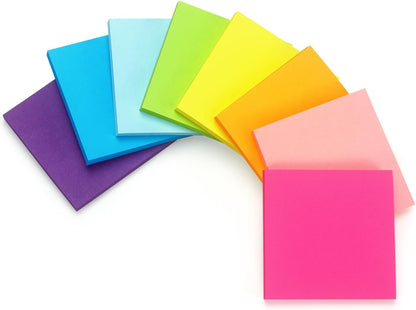 Early Buy 24 Pack Sticky Notes, 3×3 in, 8 Bright Colors, 60 Sheets/Pad