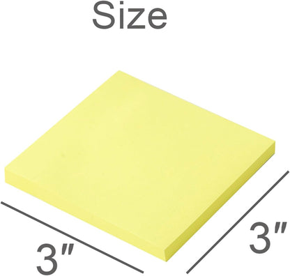 (24 Pads) Sticky Notes 3x3 in Yellow, Strong Adhesive, Clean Removal