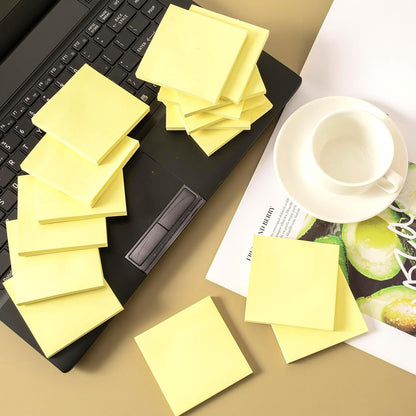 (24 Pads) Sticky Notes 3x3 in Yellow, Strong Adhesive, Clean Removal
