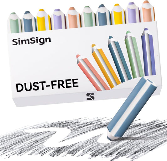 Pencil-Shaped Erasers, Dust-Free & Break-Resistant Eraser with Ergonomic Grip, Soft Rubber Eraser for Pencils, for Classroom, School, Office and Art, 10 Pack in 5 Colors