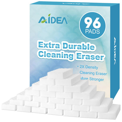 AIDEA Magic Sponges Cleaning Eraser, 2X Density Stronger Sponge for Household, Powerful Scrubber Foam Pads, Multi-Surface Cleaning Supplies for Kitchen, Furniture, Bathroom, Sink, Wall, 48 Pads