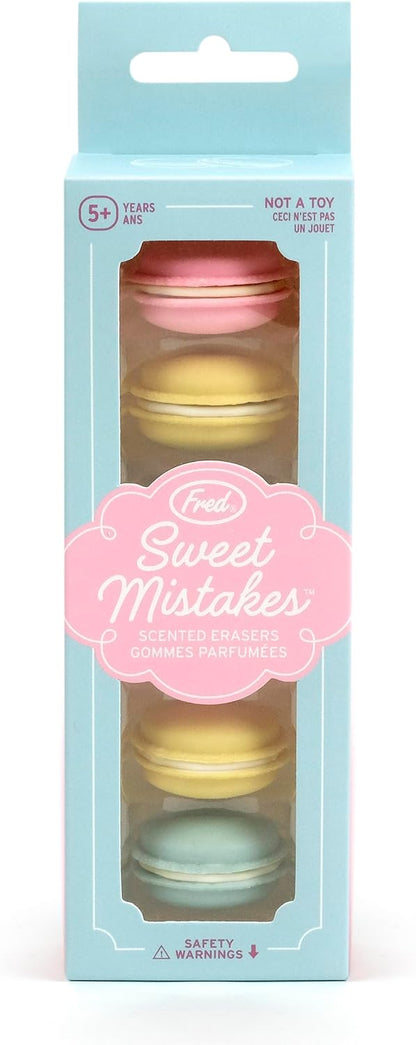 Genuine Fred Sweet Mistakes Macaron Erasers, Set of 6, Scented, Fun for School, Home, or Office