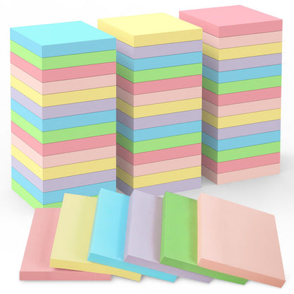 Sticky Notes 3x3 Small Self-Stick Pads, 48 Pads in 6 Pastel Colors