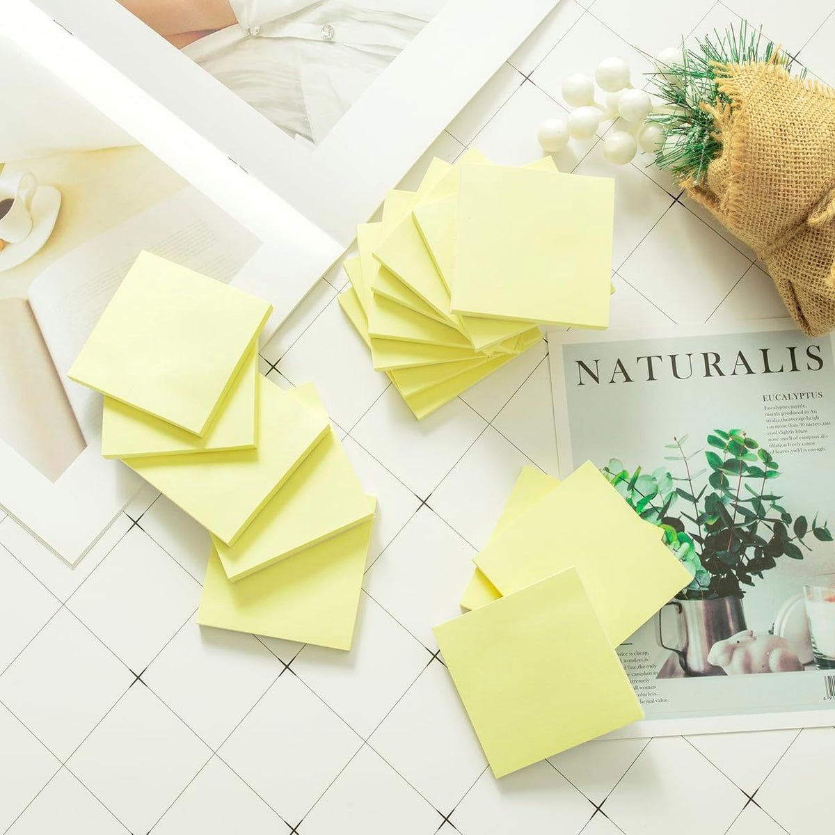 (24 Pads) Sticky Notes 3x3 in Yellow, Strong Adhesive, Clean Removal