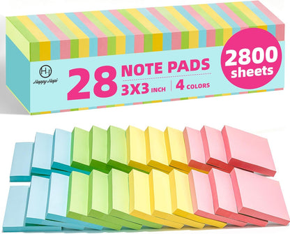 2800 Sheets Sticky Notes 3x3 in, 28 Pads, 100 Sheets/Pad, 4 Soft Colors