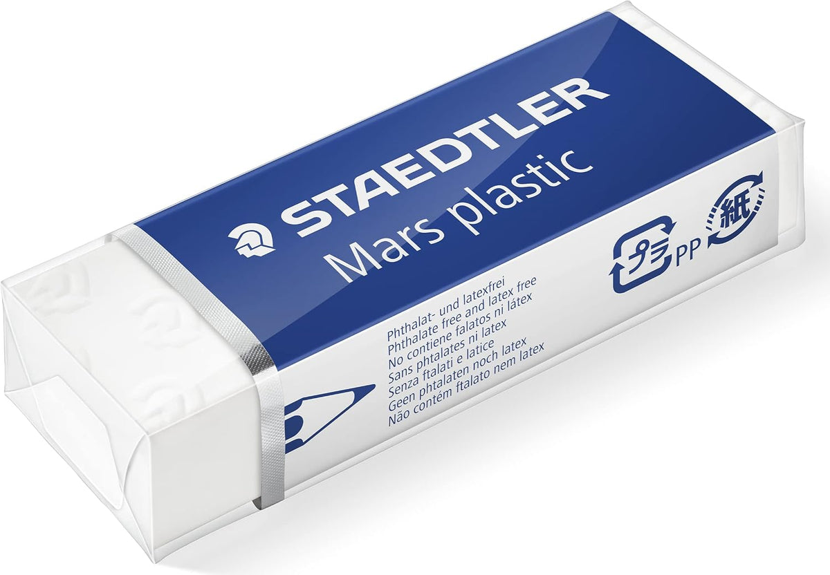 STAEDTLER Mars Plastic Vinyl Erasers (20-Pack), White Erasers for Clean & Precise Results - Latex-Free, Minimal Crumbling