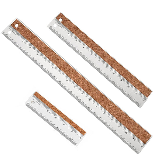 Metal Ruler 6+12+18 Inch Stainless Steel Ruler with Cork Backing