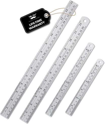 Mr. Pen- Metal Straight Edge Ruler, 4 pcs, 6", 8", 12", 14"