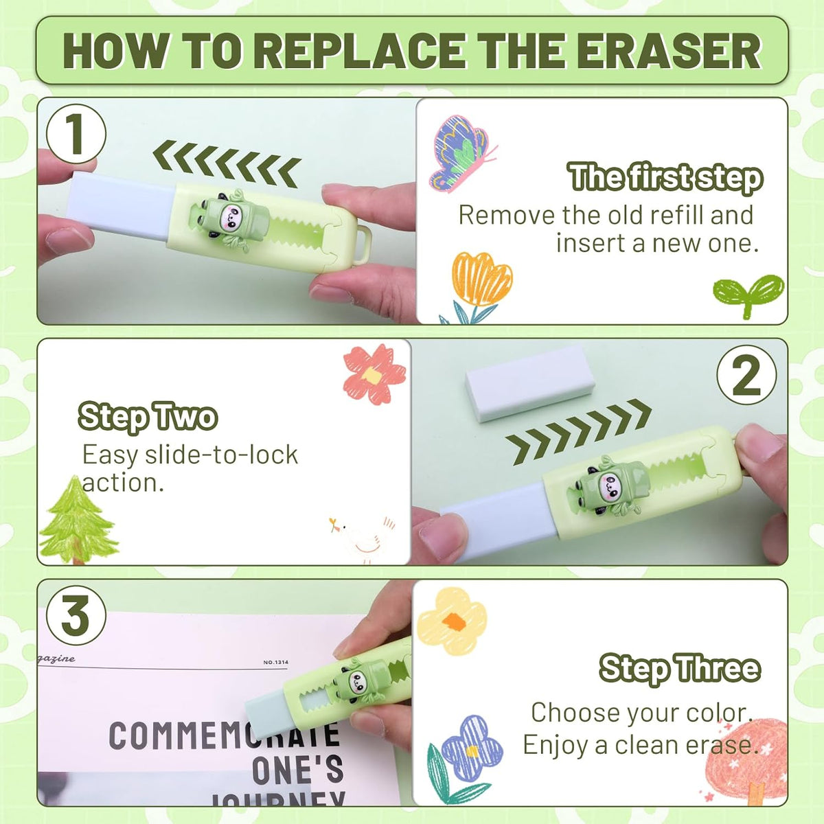 24 Pcs Retractable Eraser Cute Erasers Bulk Back to School Gifts