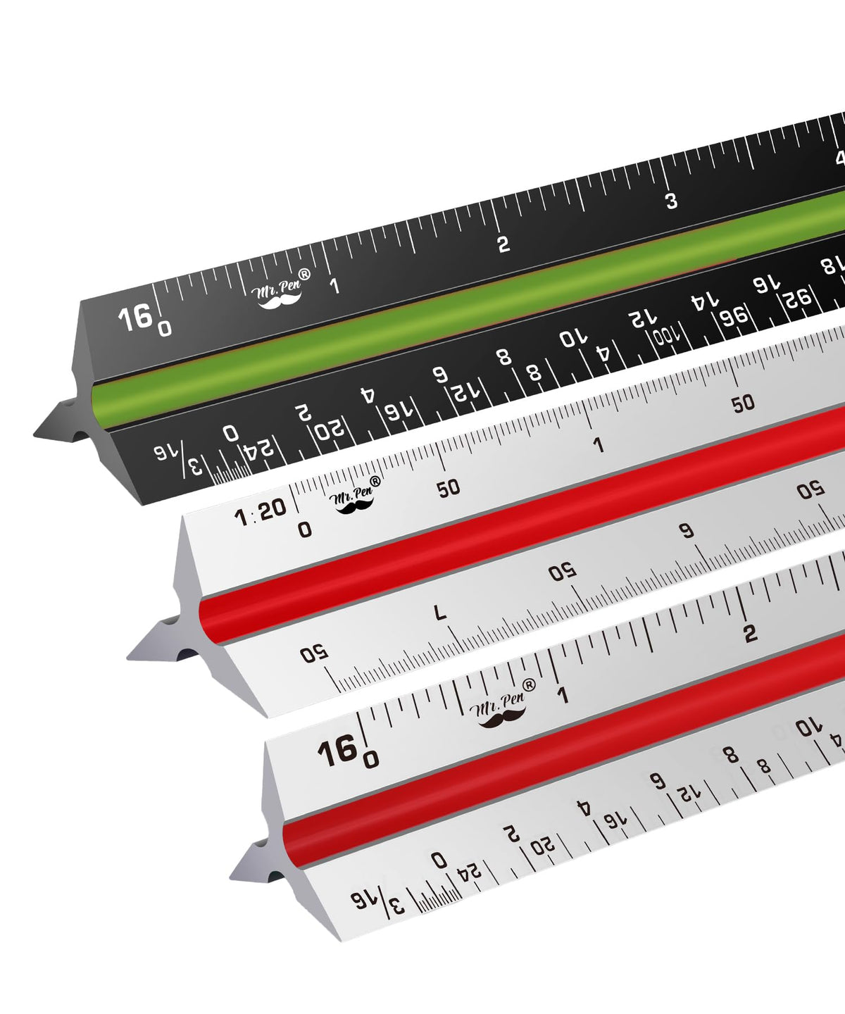 Mr. Pen Architectural Scale Ruler, 12 Inch, Silver