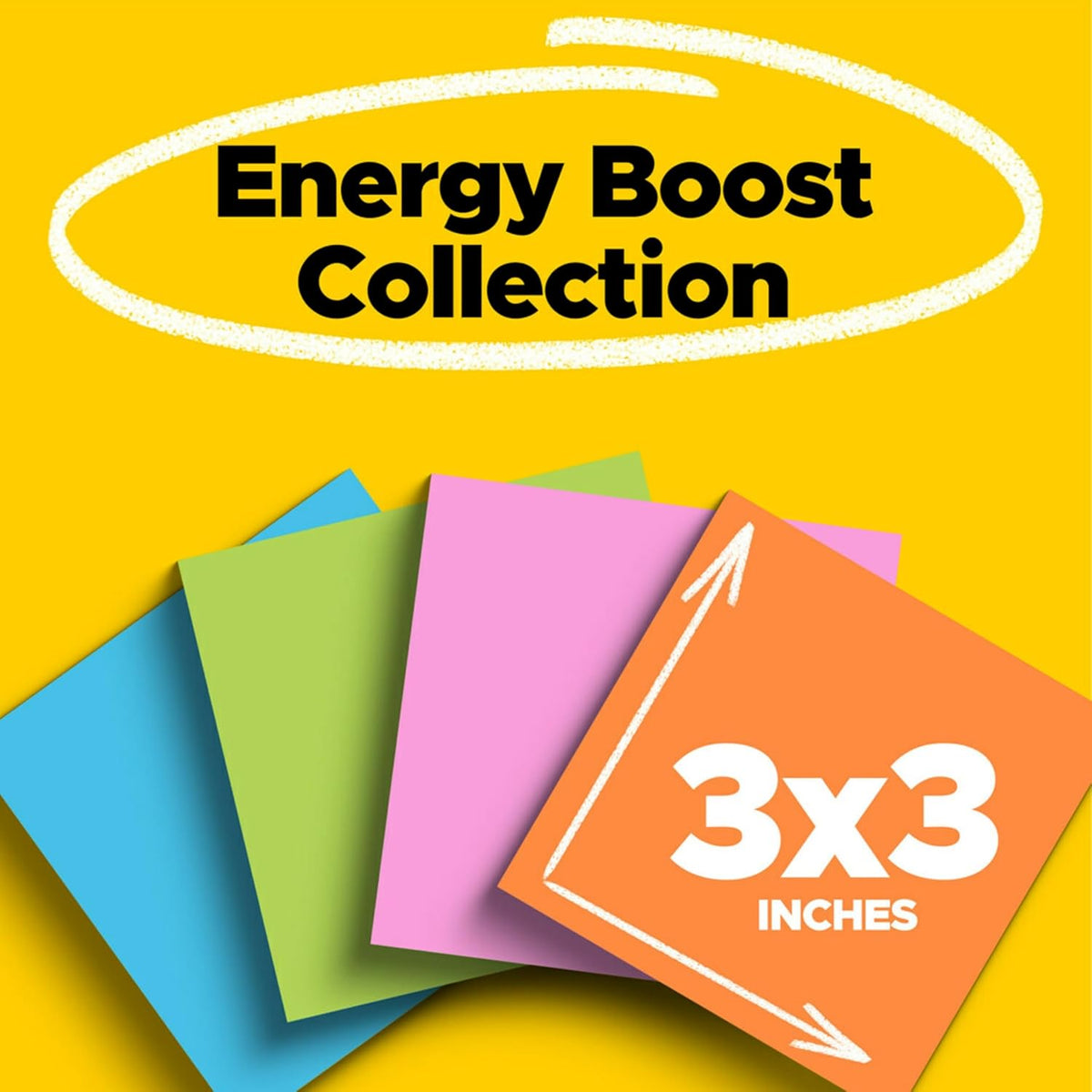 Post-it Super Sticky Notes, 3 x 3 in., Neon Fizz, 24 Pads