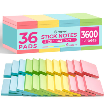 2800 Sheets Sticky Notes 3x3 in, 28 Pads, 100 Sheets/Pad, 4 Soft Colors
