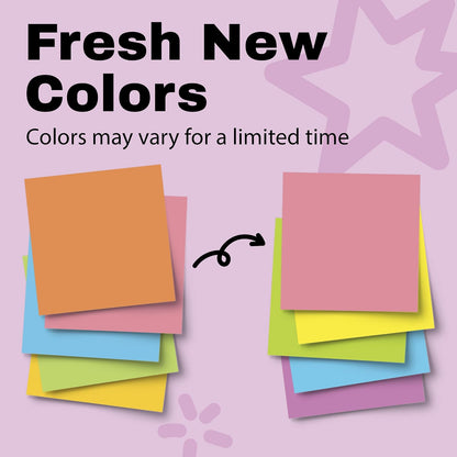 Post-it Super Sticky Notes, 3 x 3 in., Neon Fizz, 6 Pads