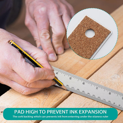 Metal Ruler 6+12+18 Inch Stainless Steel Ruler with Cork Backing