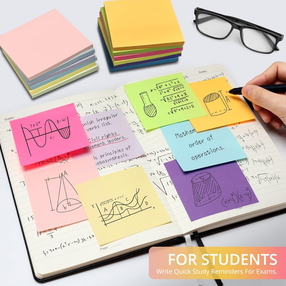 Taja 36 Pads Sticky Notes, 3x3 Inches, 12 Bright Colors, 50 Sheets/Pad