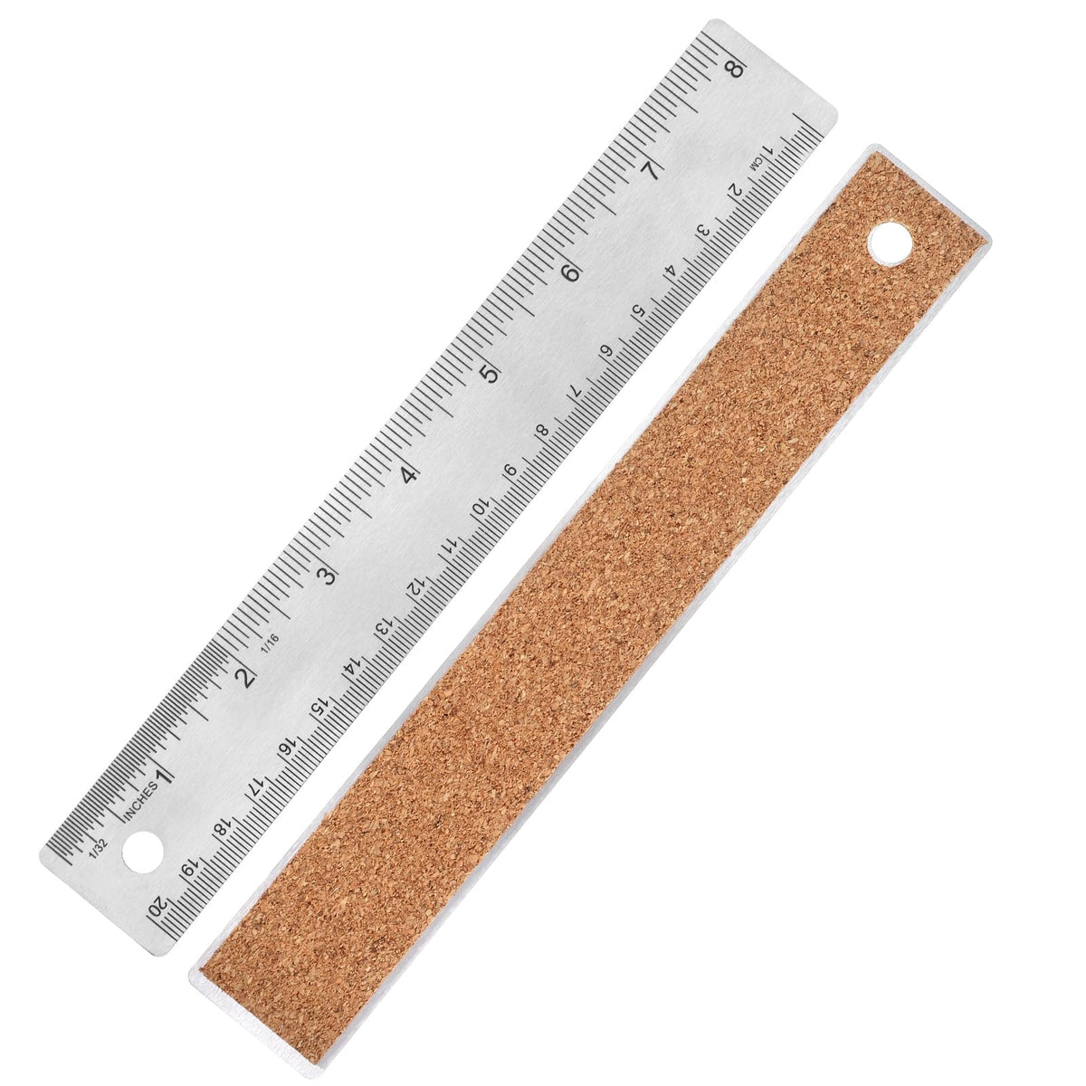 Metal Ruler 18 Inch - Stainless Steel Metal Ruler with Cork Backing Non-Slip Rulers with Inch and Centimeters Prevent Ink Leakage for School Office Drawing Engineering Tools
