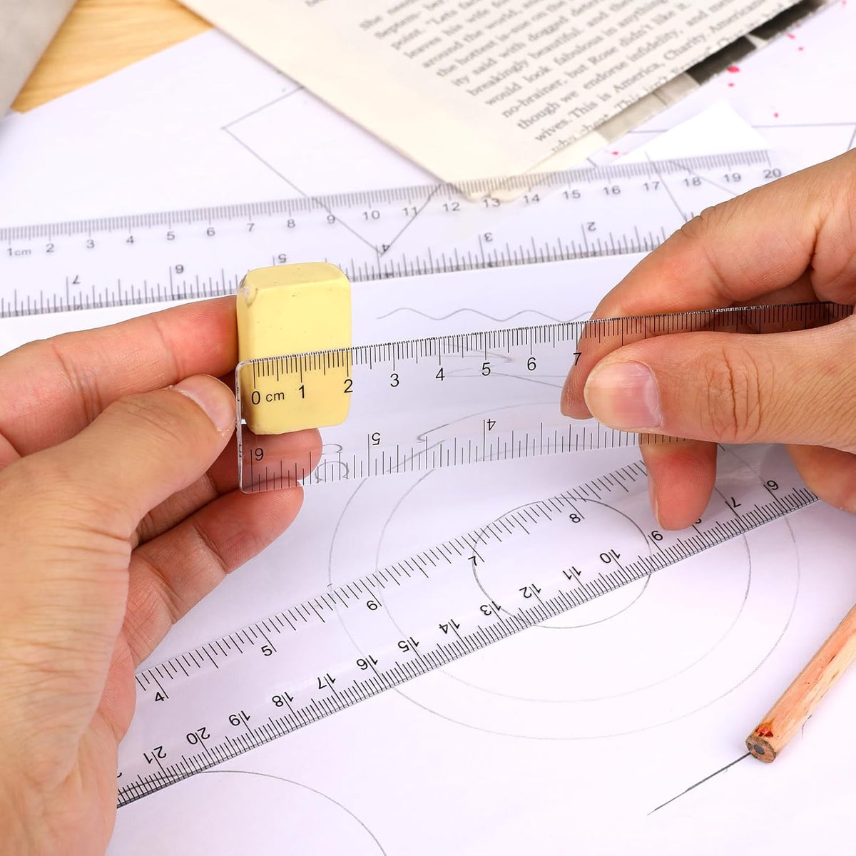 3 Pack 6 Inch 8 Inch 12 Inch Ruler Set Plastic Straight Ruler Transparent Measuring Tool Acrylic Clear Ruler for School Office Student