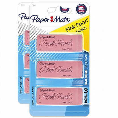 Paper Mate Pink Pearl Erasers, Large, 3 Count