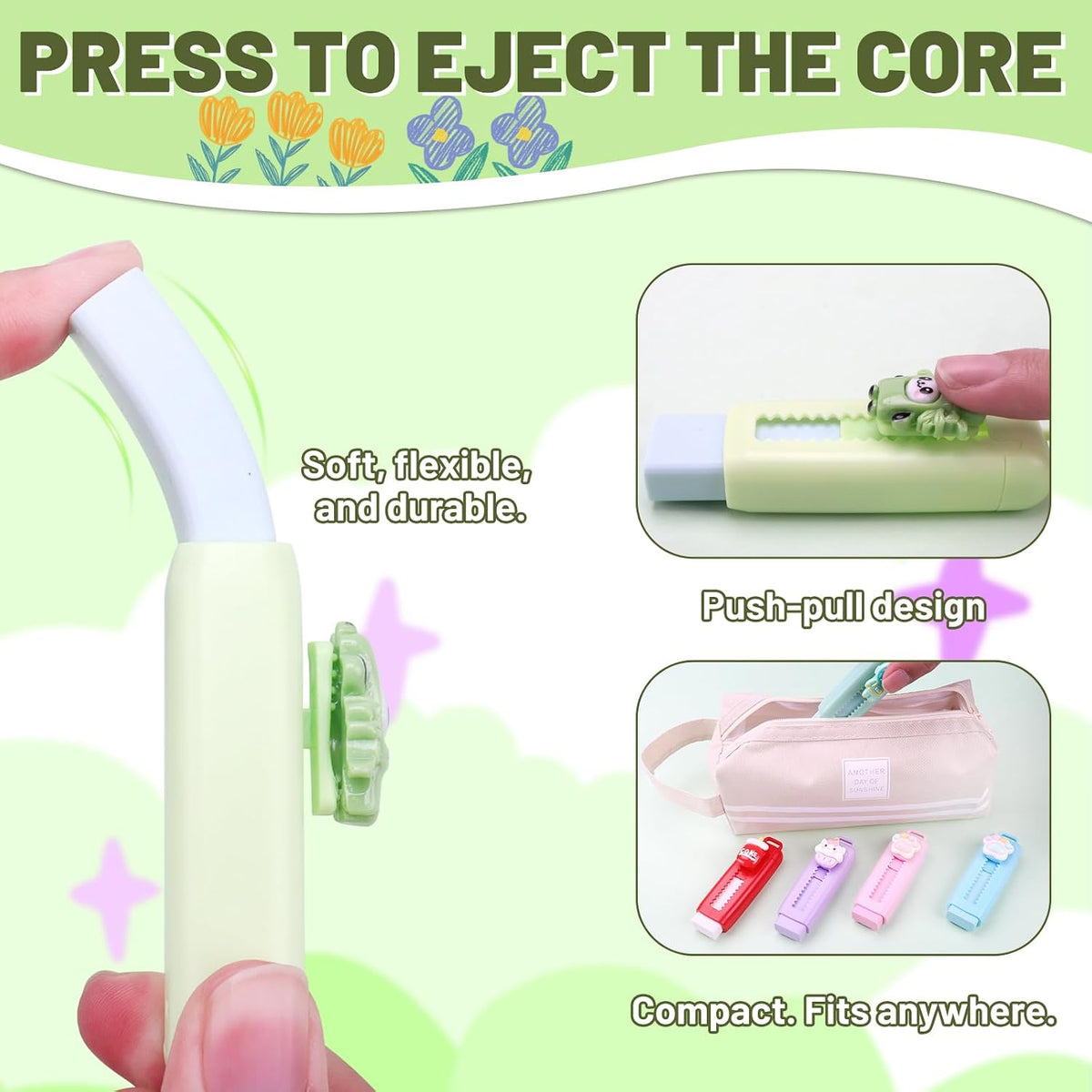 24 Pcs Retractable Eraser Cute Erasers Bulk Back to School Gifts