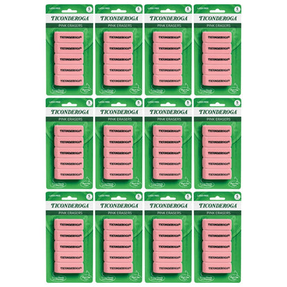 Ticonderoga Wedge Erasers, Pink, 5/Pack