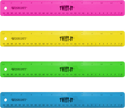 Westcott 12" Twist It Flexible Ruler, Assorted Colors