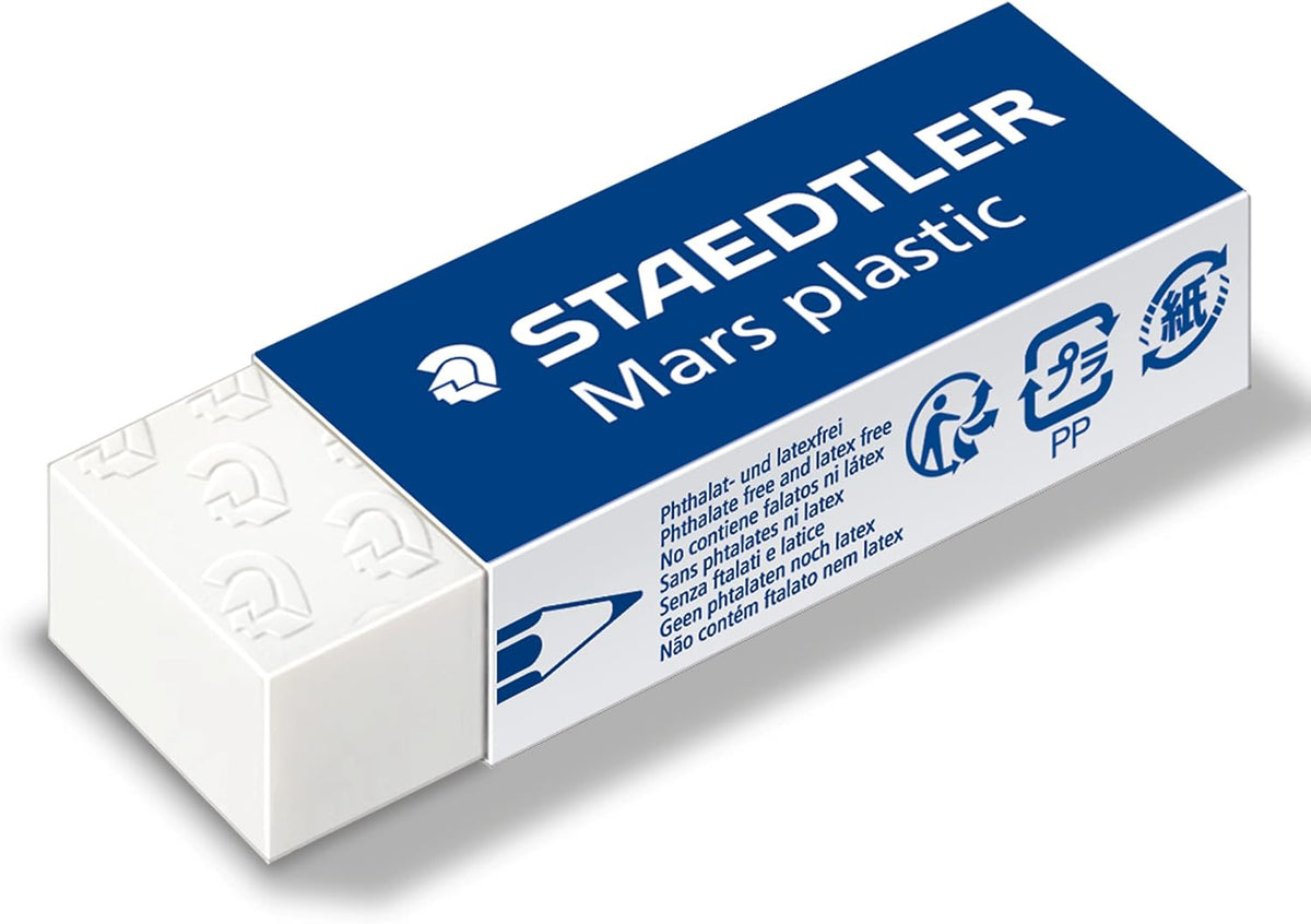 STAEDTLER Mars Plastic Vinyl Erasers (4-Pack), White Erasers for Clean & Precise Results - Latex-Free, Minimal Crumbling, Made in Peru