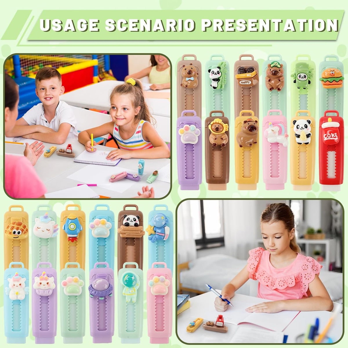24 Pcs Retractable Eraser Cute Erasers Bulk Back to School Gifts
