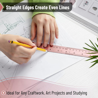 Mr. Pen- Metal Straight Edge Ruler, 2 Pack, 6" and 12", Rose Gold