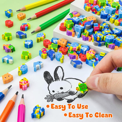 200pcs Ocean Mini Erasers for Kids, Bulk Cute Pencil Erasers Small Fun Erasers for Classroom Rewards Party Favors Gift Filling Eraser