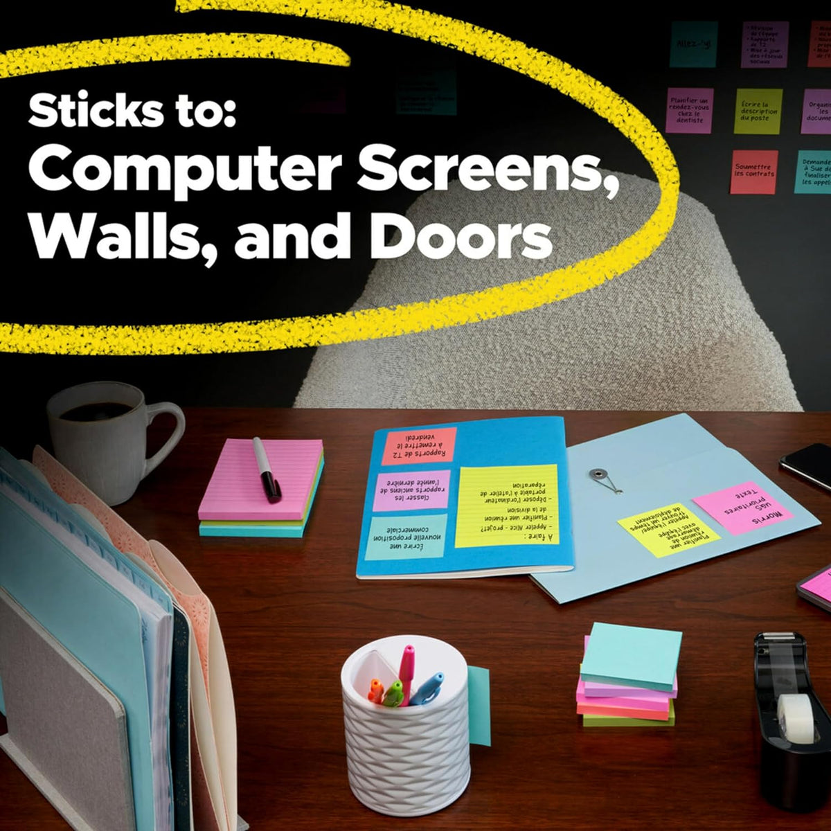 Post-it Super Sticky Notes, 4 x 4 in, Canary Yellow, 6 Lined Pads