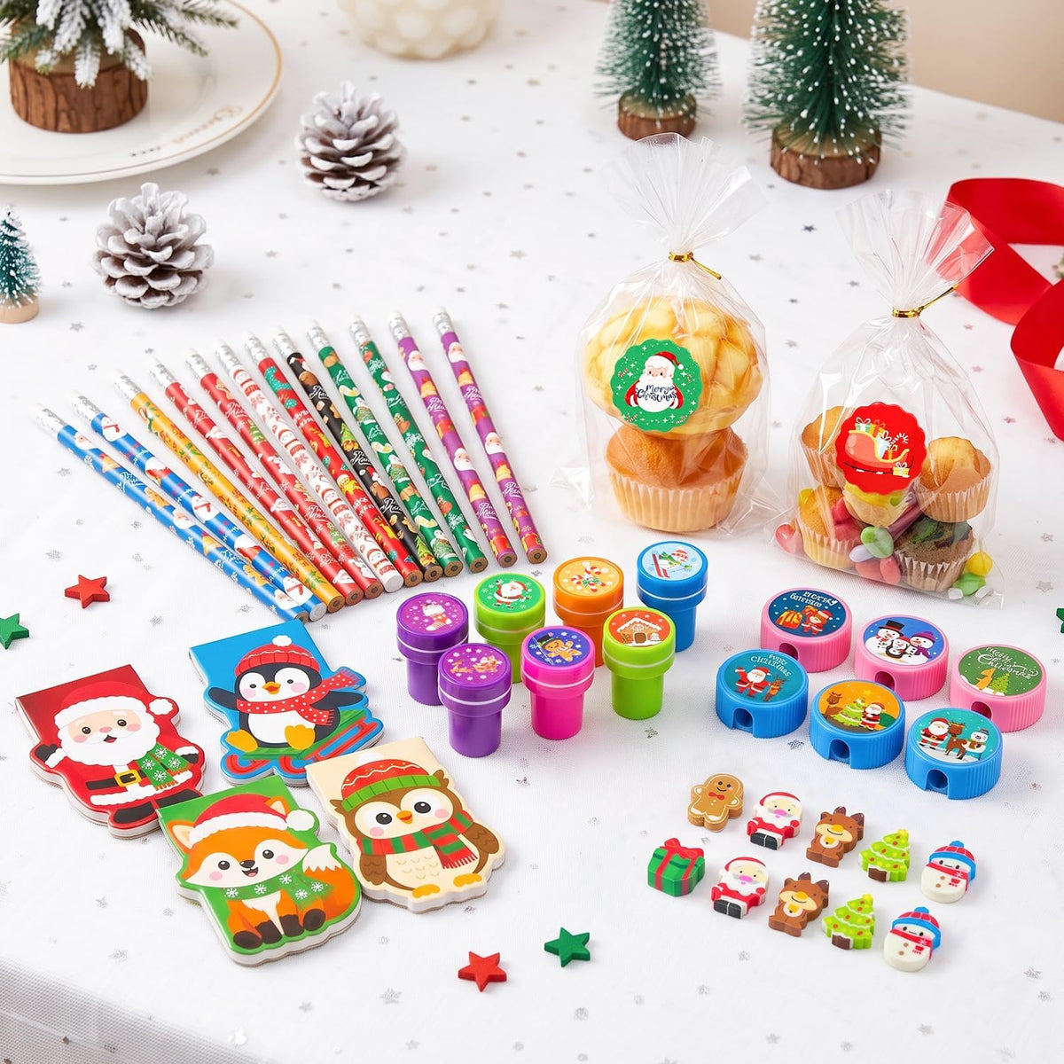 72Pcs Christmas Stationery Set for Kids Christmas Party Favors Bag Stuffers