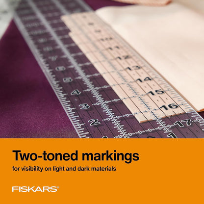 Fiskars 3" x 18" Acrylic Sewing & Quilting Ruler with Gridlines, Clear