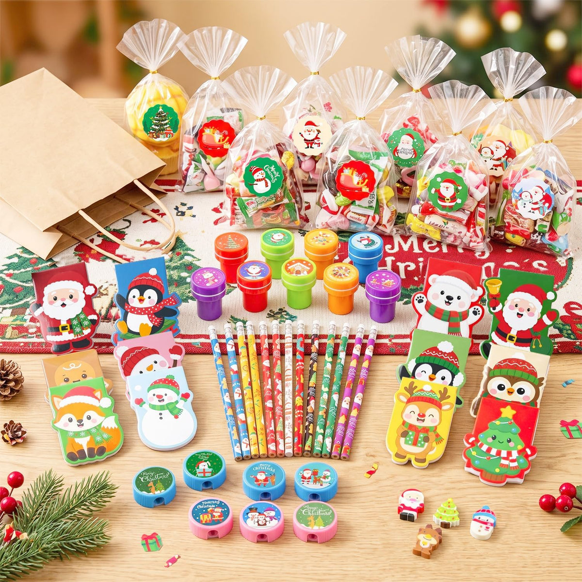 72Pcs Christmas Stationery Set for Kids Christmas Party Favors Bag Stuffers