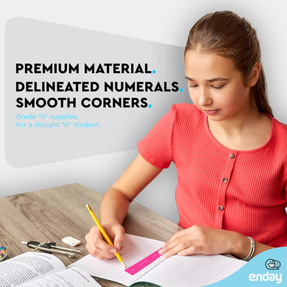 Emraw 12 inches (30 cm) Shatterproof Flexible Rulers Designed in Black, Blue, Green, Pink, Purple, and Orange - Great for School, Home, & Office – (6 Pack)