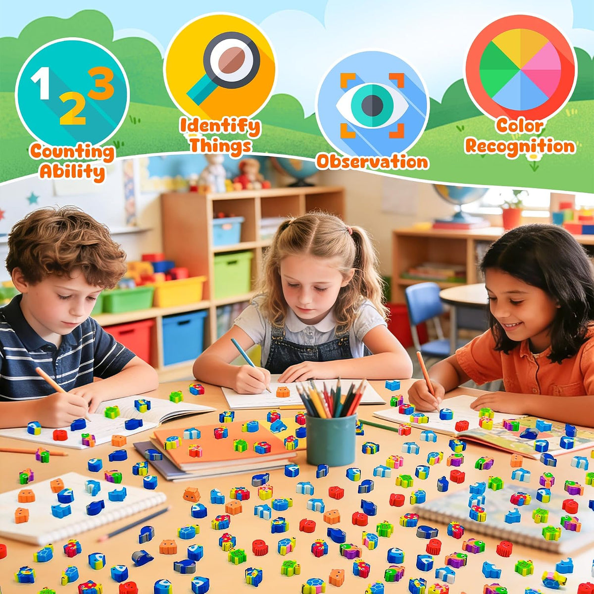 200pcs Ocean Mini Erasers for Kids, Bulk Cute Pencil Erasers Small Fun Erasers for Classroom Rewards Party Favors Gift Filling Eraser
