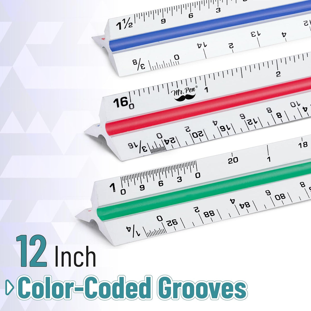 Mr. Pen Architectural Scale Ruler, 12 Inch, Silver