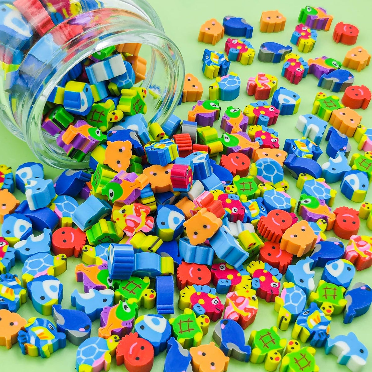 200pcs Ocean Mini Erasers for Kids, Bulk Cute Pencil Erasers Small Fun Erasers for Classroom Rewards Party Favors Gift Filling Eraser