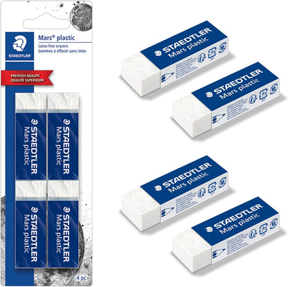 STAEDTLER Mars Plastic Vinyl Erasers (2-Pack), White Erasers for Clean & Precise Results - Latex-Free, Minimal Crumbling, Made in Germany