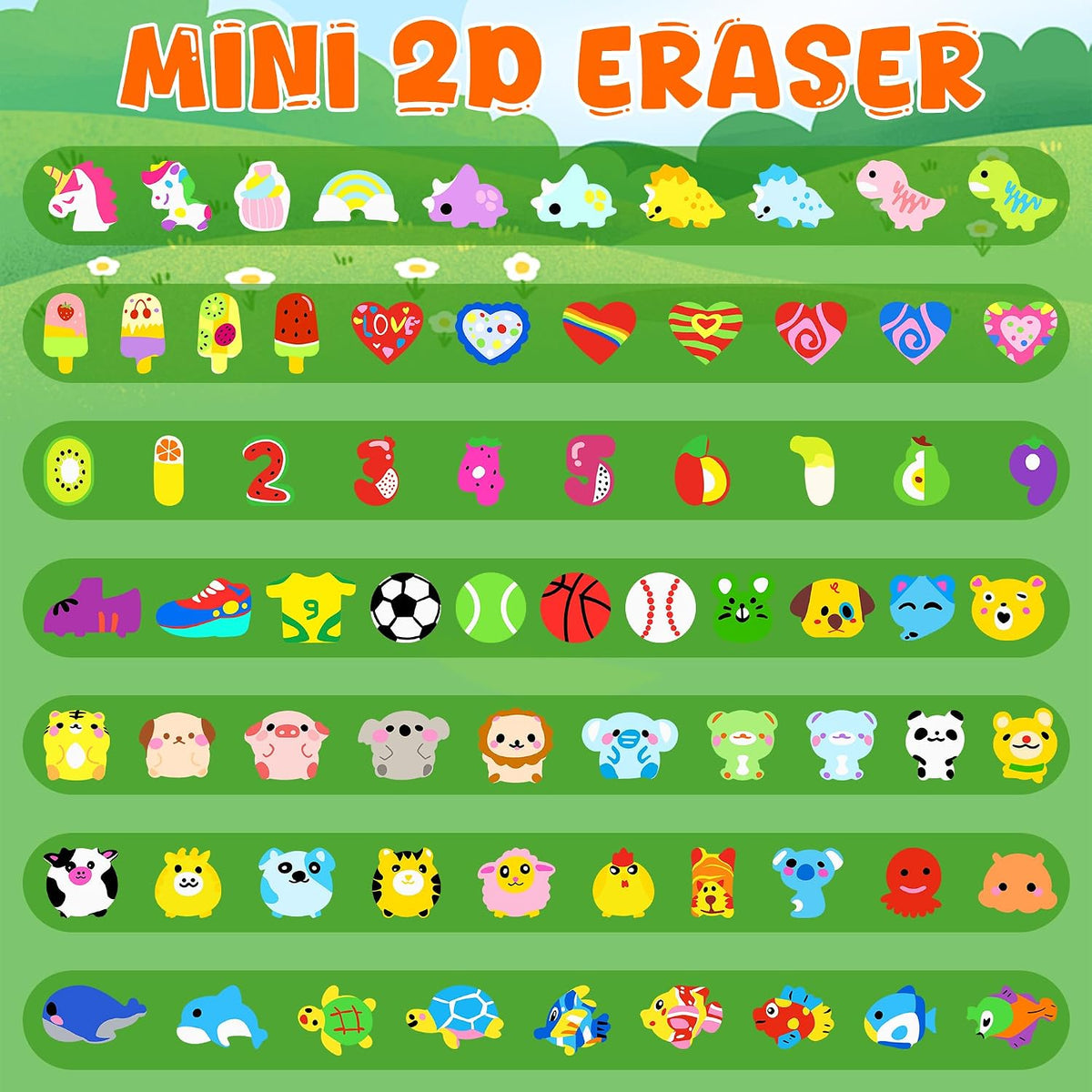 200pcs Ocean Mini Erasers for Kids, Bulk Cute Pencil Erasers Small Fun Erasers for Classroom Rewards Party Favors Gift Filling Eraser