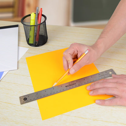 Westcott 10415 Stainless Metal Ruler with Non-Slip Cork Base, 12-Inch